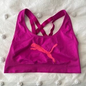 Puma Women's Seamless Sports Bra w/Strappy Racerback in Pink Size XL